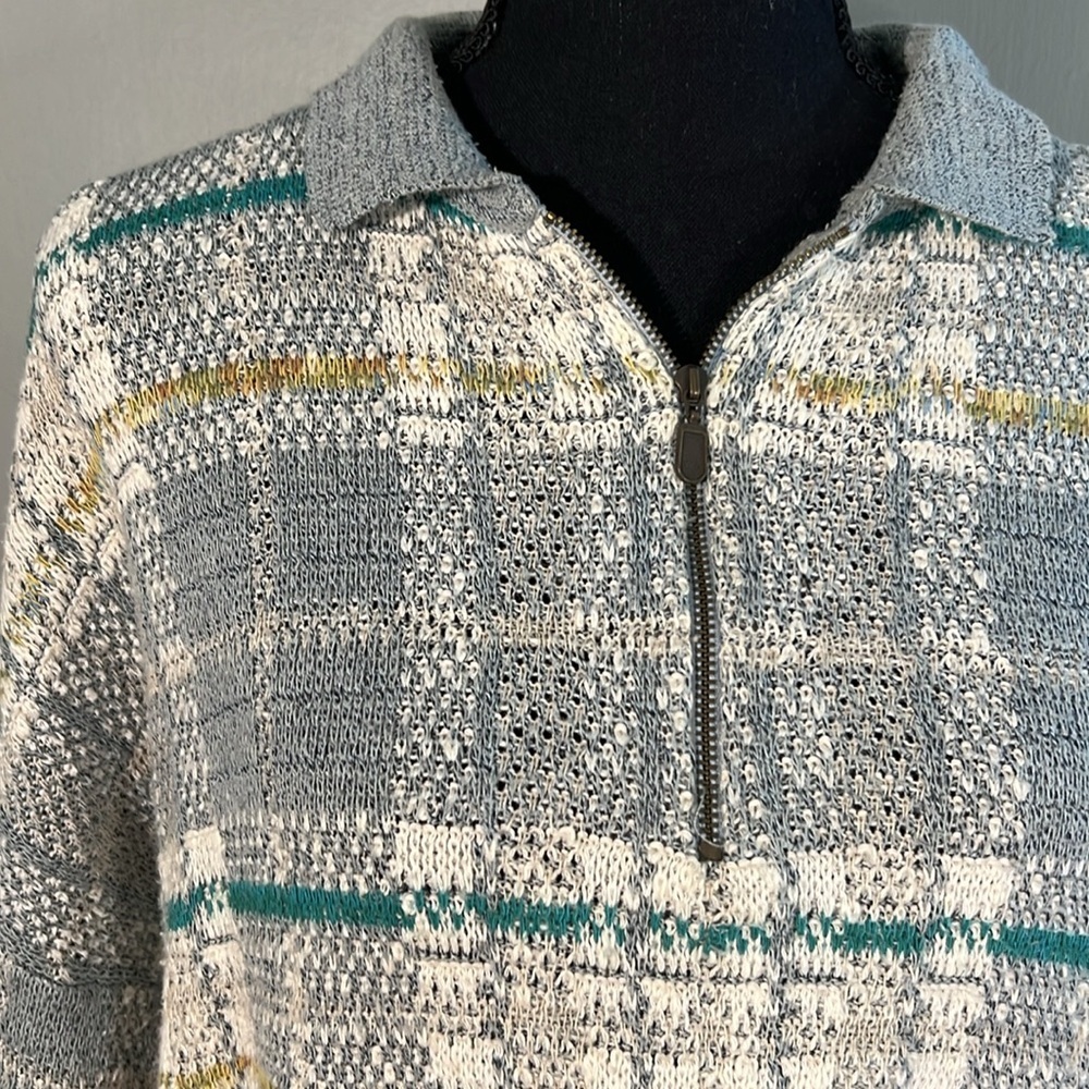 CONTE di MILANO Vintage Multicolor Quarter Zip Sweater - Picture 2 of 4